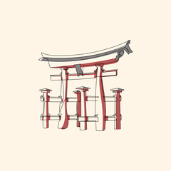 Torii Gate Gateway to Tranquility in One Line