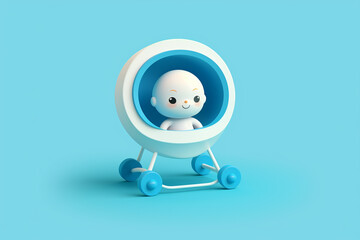 baby in cart 3d concept illustration