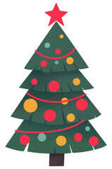 Colorful Christmas tree hand drawn  isolated  on white background vector illustration 
