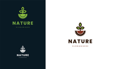 Nature industrial logo design modern concept