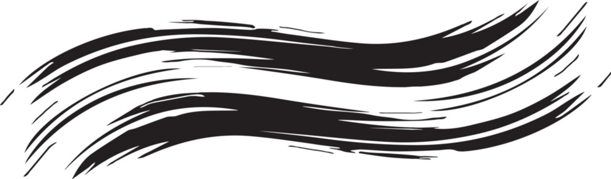Vector illustration of sumi brush stroke. Black and white design element.	