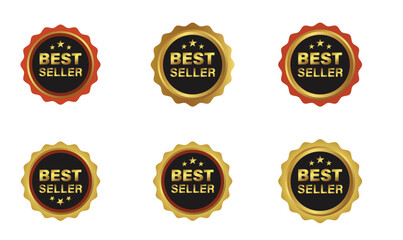 Bestseller badges, labels, sticker Vector Icons. Set Of Isolated On White Background Bestseller Labels