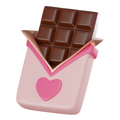 Sweet Romance, 3D Valentine Chocolate Icon for Love and Celebration. 3D render