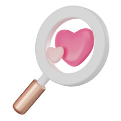 Valentine's Day Icon Searching Love for Romance. 3D render