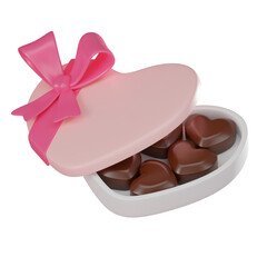 Heart shaped box of Chocolates for Love and Celebration Valentine. 3D render
