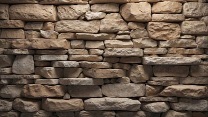 Fototapeta premium Stacked stone wall background Huge boulders stacked on the wall, orange-red brown rocks, rough mountain surface. Granite background Nature, for design.