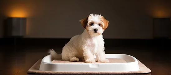  Dog on absorption pad, dog toilet © AkuAku