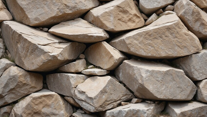 Stacked stone wall background Huge boulders stacked on the wall, orange-red brown rocks, rough mountain surface. Granite background Nature, for design.