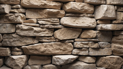 Fototapeta premium Stacked stone wall background Huge boulders stacked on the wall, orange-red brown rocks, rough mountain surface. Granite background Nature, for design.