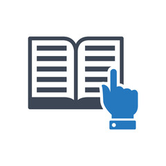 Studying reading book vector icon