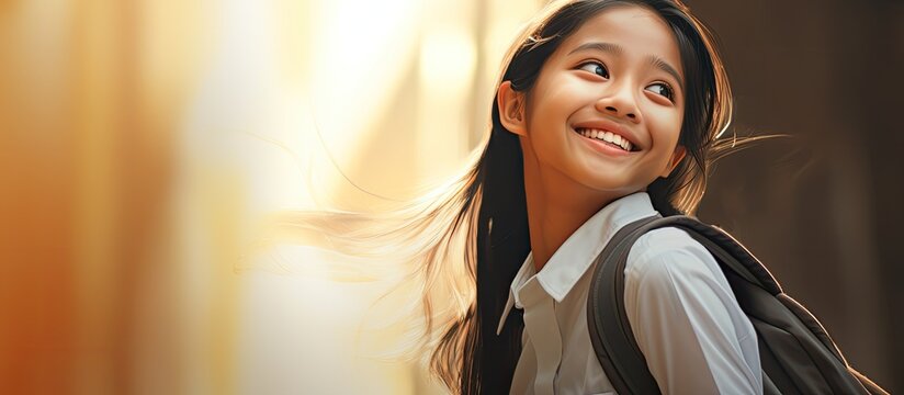 Happy Filipino teenage school girl