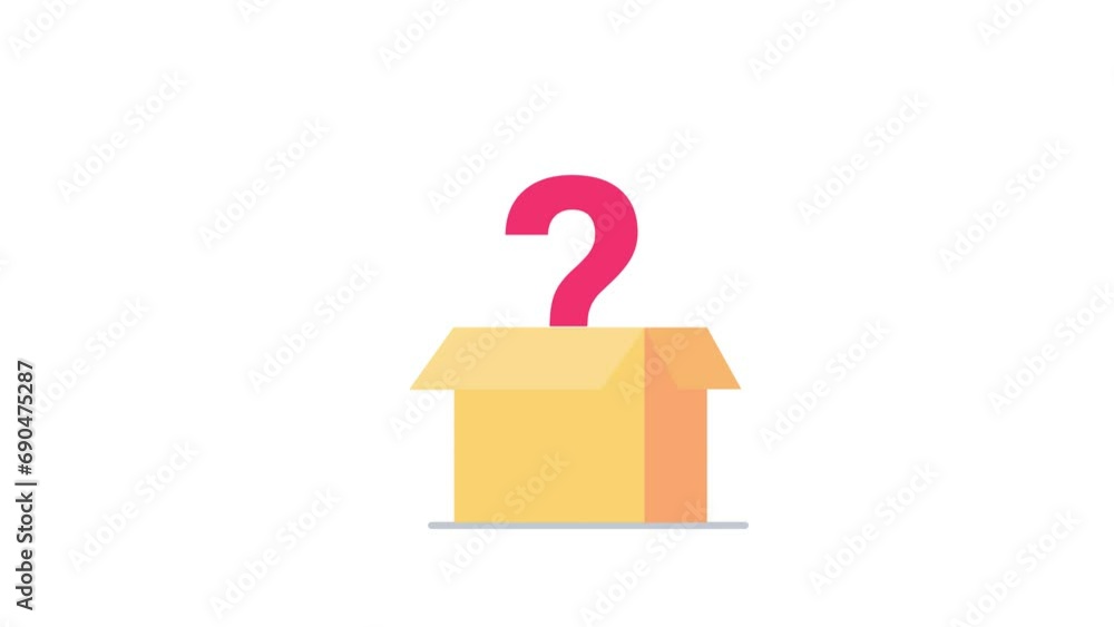 Poster the package opened and a red question mark shot out. a mystery box with random items inside.