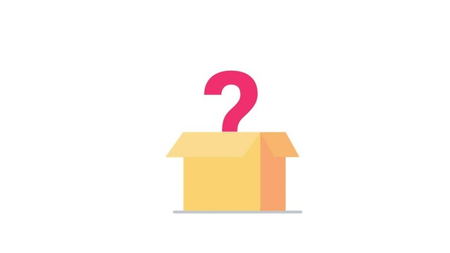 The package opened and a red question mark shot out. A mystery box with random items inside.