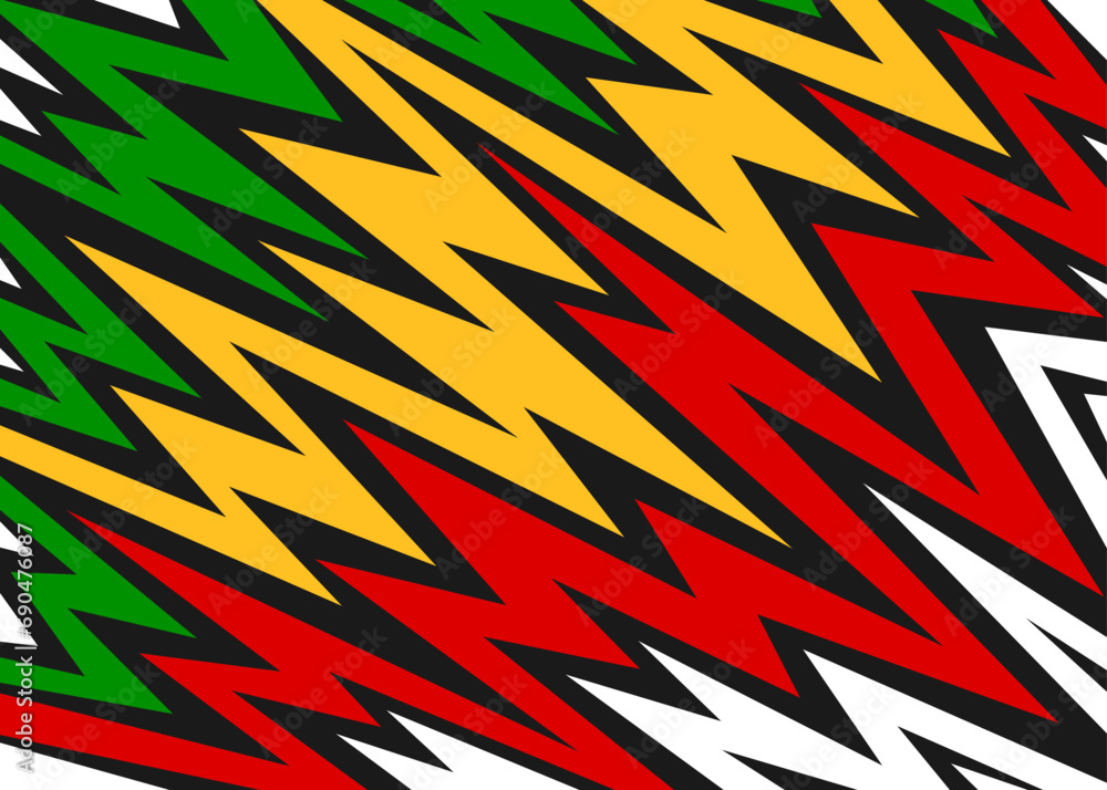 Poster abstract background with diagonal spike pattern and with rastafari color theme