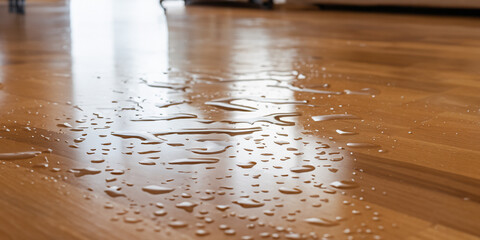 water on wooden floor - Powered by Adobe