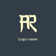 AR letter abstract monogram initial letter logo design