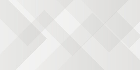 Fototapeta premium Abstract minimal geometric white and gray light background design. white transparent material in triangle diamond and squares shapes in random geometric pattern.