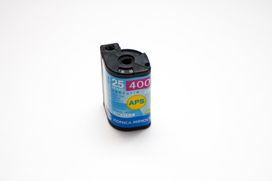 bangkok Thailand, 01 Dec 2023 Selective focus Vintage Konica Minolta Advantix APS Film Cartridge discontinued film format for still photography in 2011