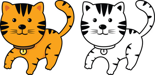 Fototapeta premium Illustration of colorful cartoon character cat