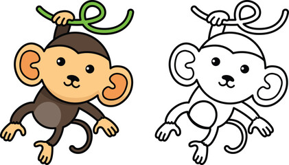 Illustration of colorful cartoon character monkey