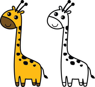 Illustration of colorful cartoon character giraffe