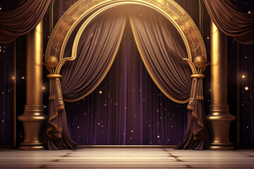 Magic portal stage curtains, downstage and main valance of theatre