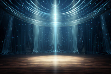 Magical stage curtains, downstage and main valance of theatre - obrazy, fototapety, plakaty