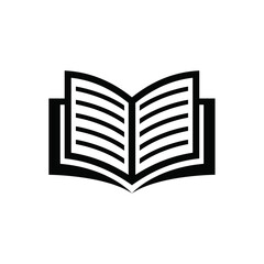 open Book vector icon, Black and white.