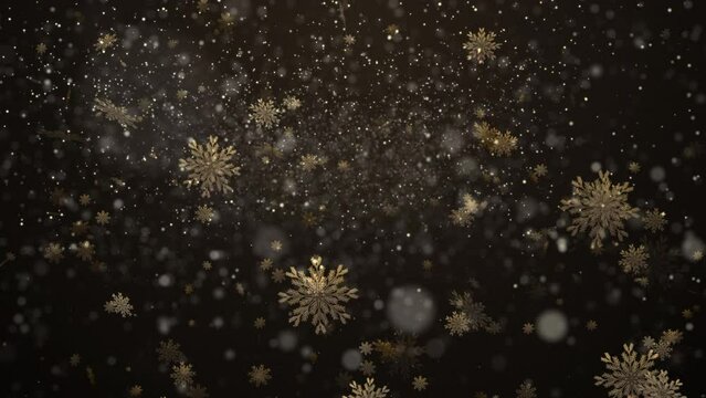 Golden Snow and Gray Background. Looped. 4K