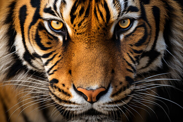 Tiger animal face closeup shot.