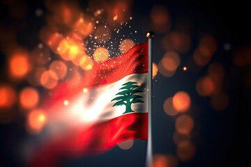 3d minimalist Lebanon flag bokeh background Generative AI - obrazy, fototapety, plakaty