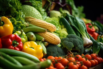 Different kinds of organic vegetables in local market