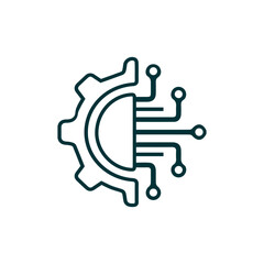 Digital technology gear computer icon concept. circuit board icon vector graphic illustration.