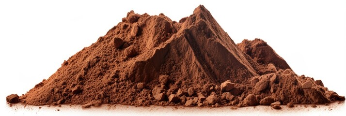 A mound of fine cocoa powder shaped like a mountain
