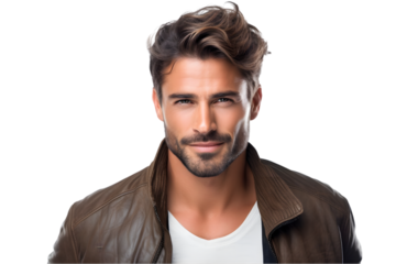 Ultra handsome man isolated on white background. Generative Ai.