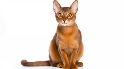 An Abyssinian cat, white background