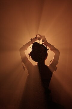 Shilloette of javanese gorl dancing