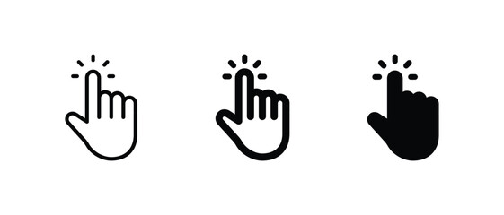 Hand cursor icon vector. Hand click icon for web, ui, and mobile apps - obrazy, fototapety, plakaty