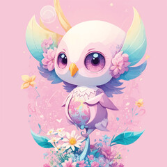 illustrations vector Cute Artificial Intelligence Funny Baby Cartoon Robot  
