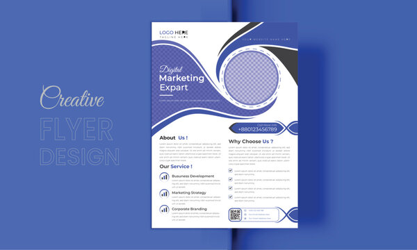Business flyer marketing agency, Creative flyer design, flyer banner design template, editable vector template design, vector illustration with space to add pictures.