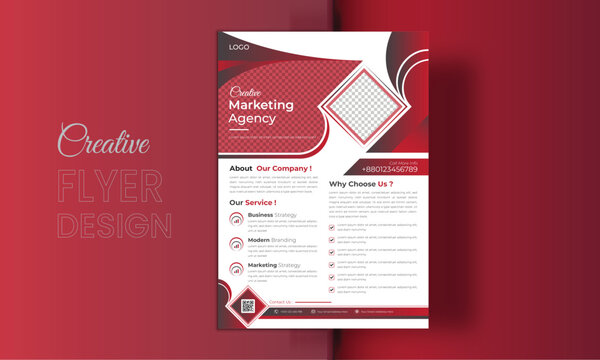 Business flyer marketing agency, Creative flyer design, flyer banner design template, editable vector template design, vector illustration with space to add pictures.