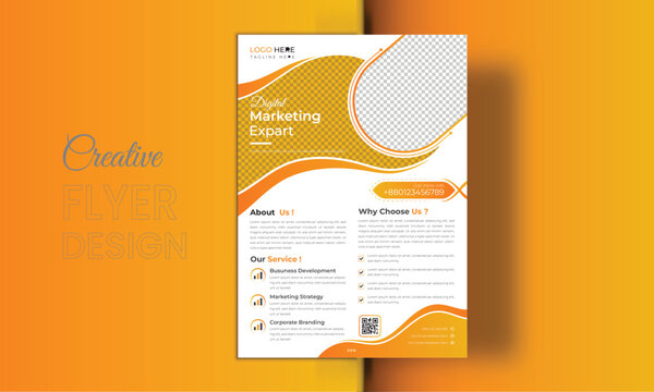 Business flyer marketing agency, Creative flyer design, flyer banner design template, editable vector template design, vector illustration with space to add pictures.