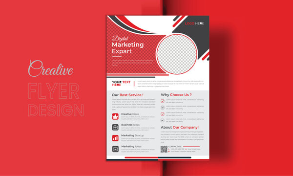 Business flyer marketing agency, Creative flyer design, flyer banner design template, editable vector template design, vector illustration with space to add pictures.