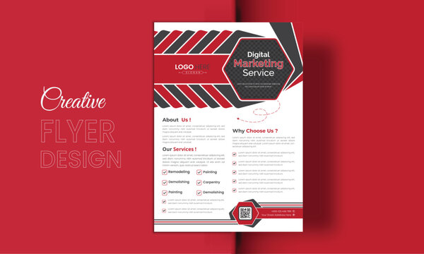 Business flyer marketing agency, Creative flyer design, flyer banner design template, editable vector template design, vector illustration with space to add pictures.