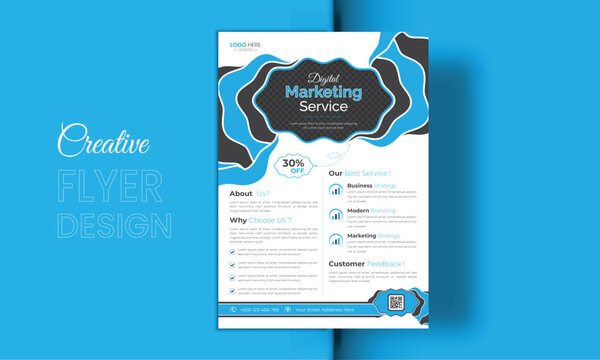 Business flyer marketing agency, Creative flyer design, flyer banner design template, editable vector template design, vector illustration with space to add pictures.