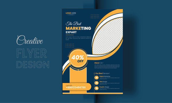 Business flyer marketing agency, Creative flyer design, flyer banner design template, editable vector template design, vector illustration with space to add pictures.