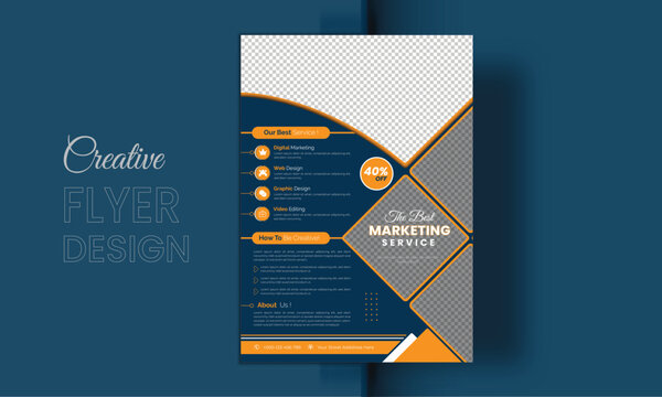 Business flyer marketing agency, Creative flyer design, flyer banner design template, editable vector template design, vector illustration with space to add pictures.