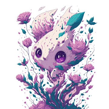 illustrations vector Cute Artificial Intelligence Funny Baby Cartoon Robot  
