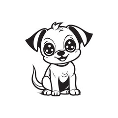 hand drawn cute cartoon dog vector illustration isolated on white background