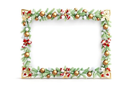 christmas decorations with a frame on a white background.